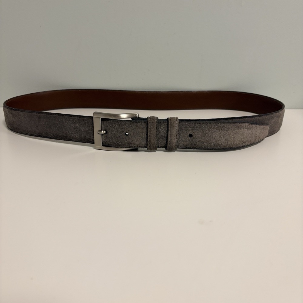 Torino Leather Co Slate Gray Leather Stitched Belt Mens Size 42 Suede